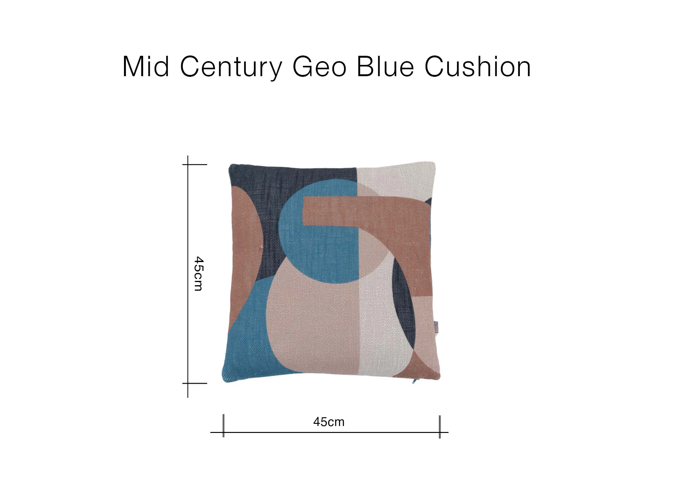 A dimension image of the mid Century Cushion with 45cm x 45cm