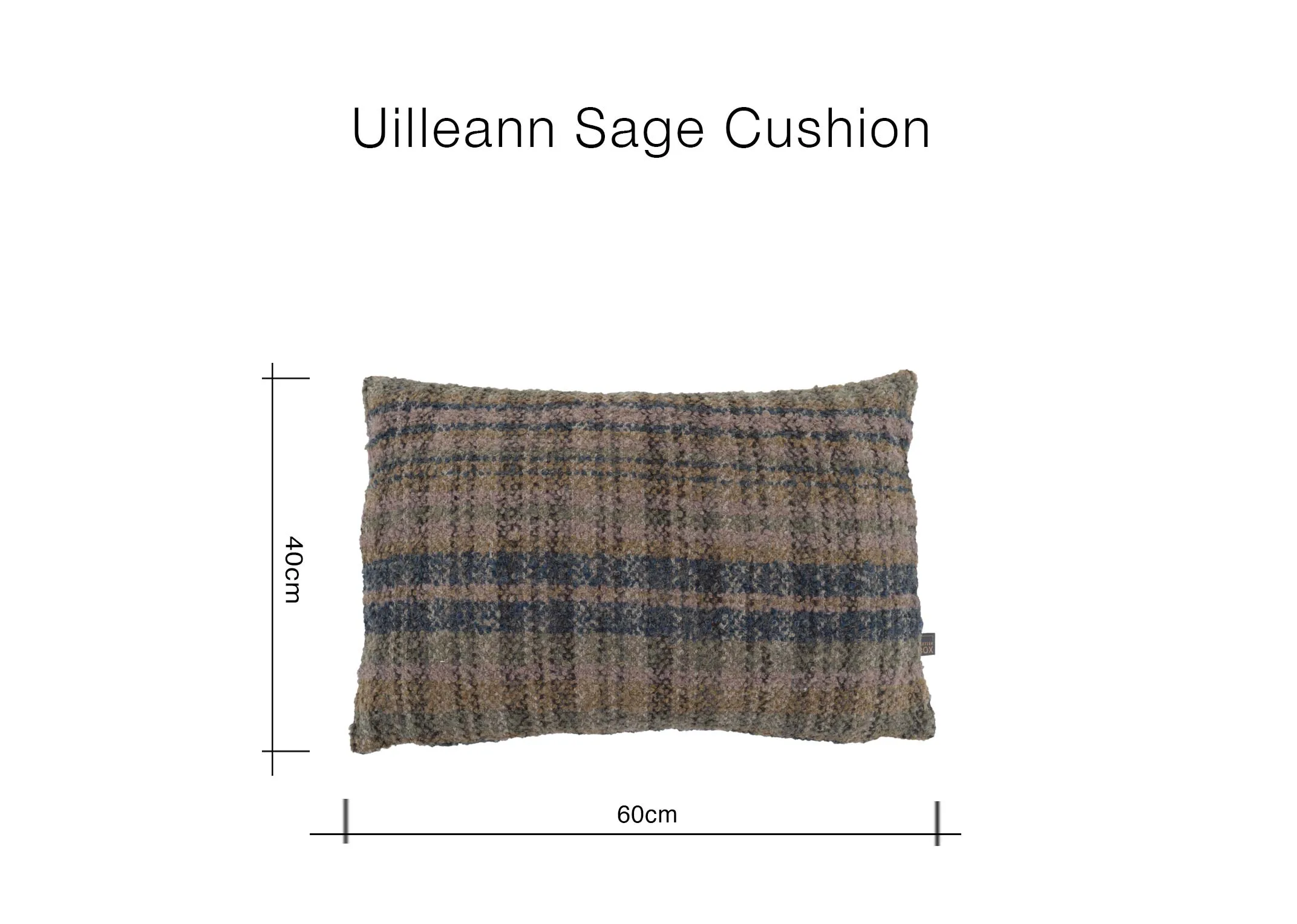 A dimension image of the Uilleann Sage cushion with 60cm x 40cm