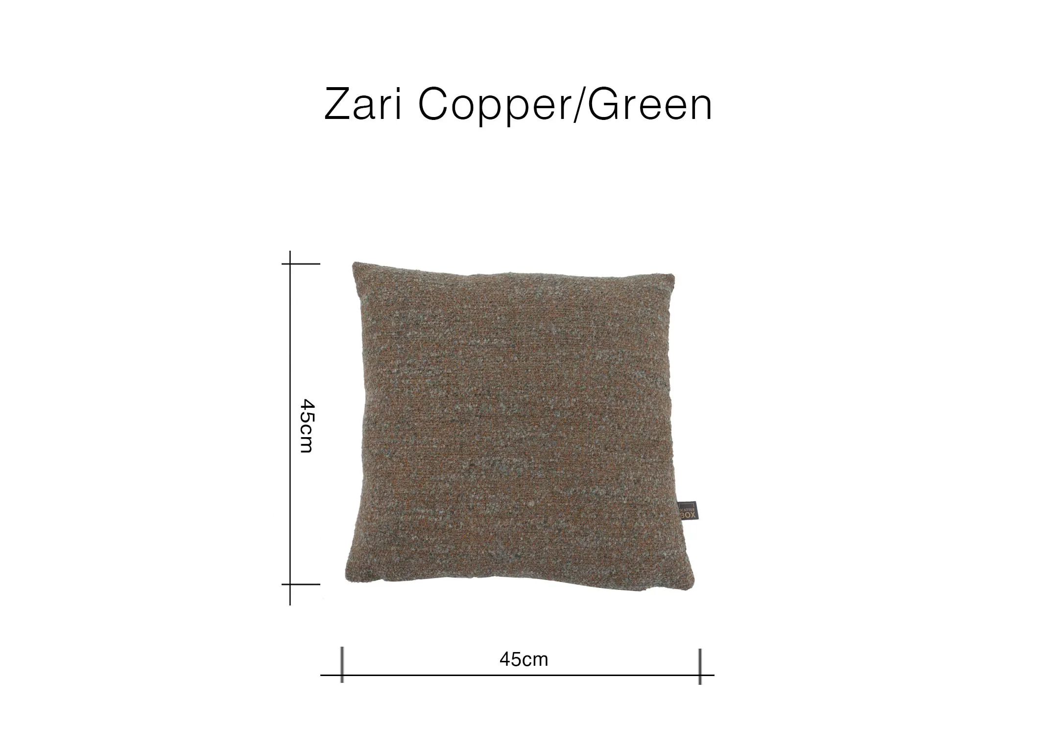 A dimension image of the Zari cushion 45cm x 45cm