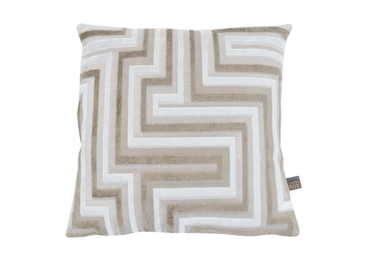 43cm Beige & Cream Geo Cushion - Austen