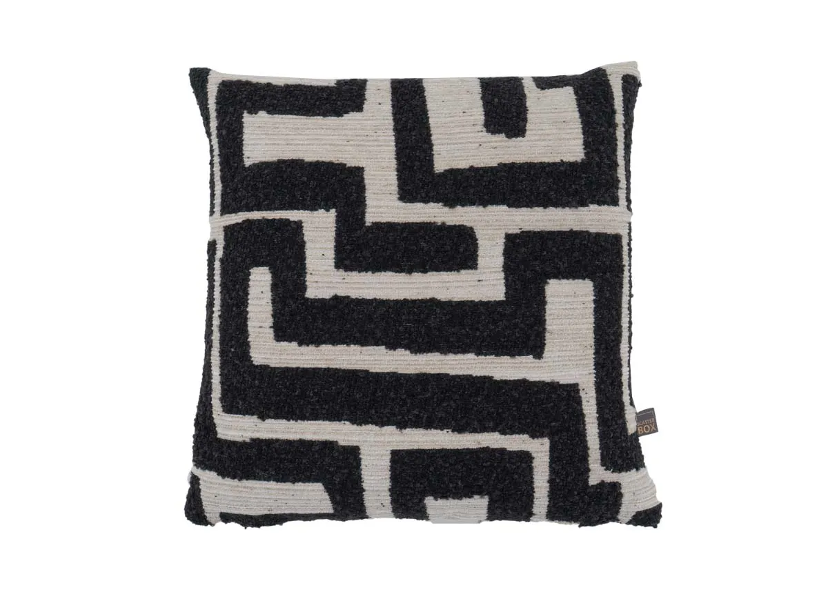 45cm Charcoal & Cream Cushion - Zephyr