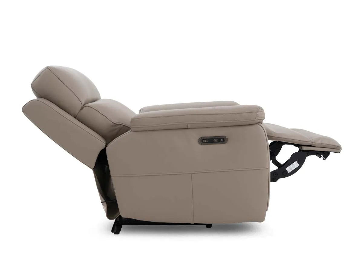 A dimension image of the Raven Power Recliner with 95cm x 108cm x 98-170cm