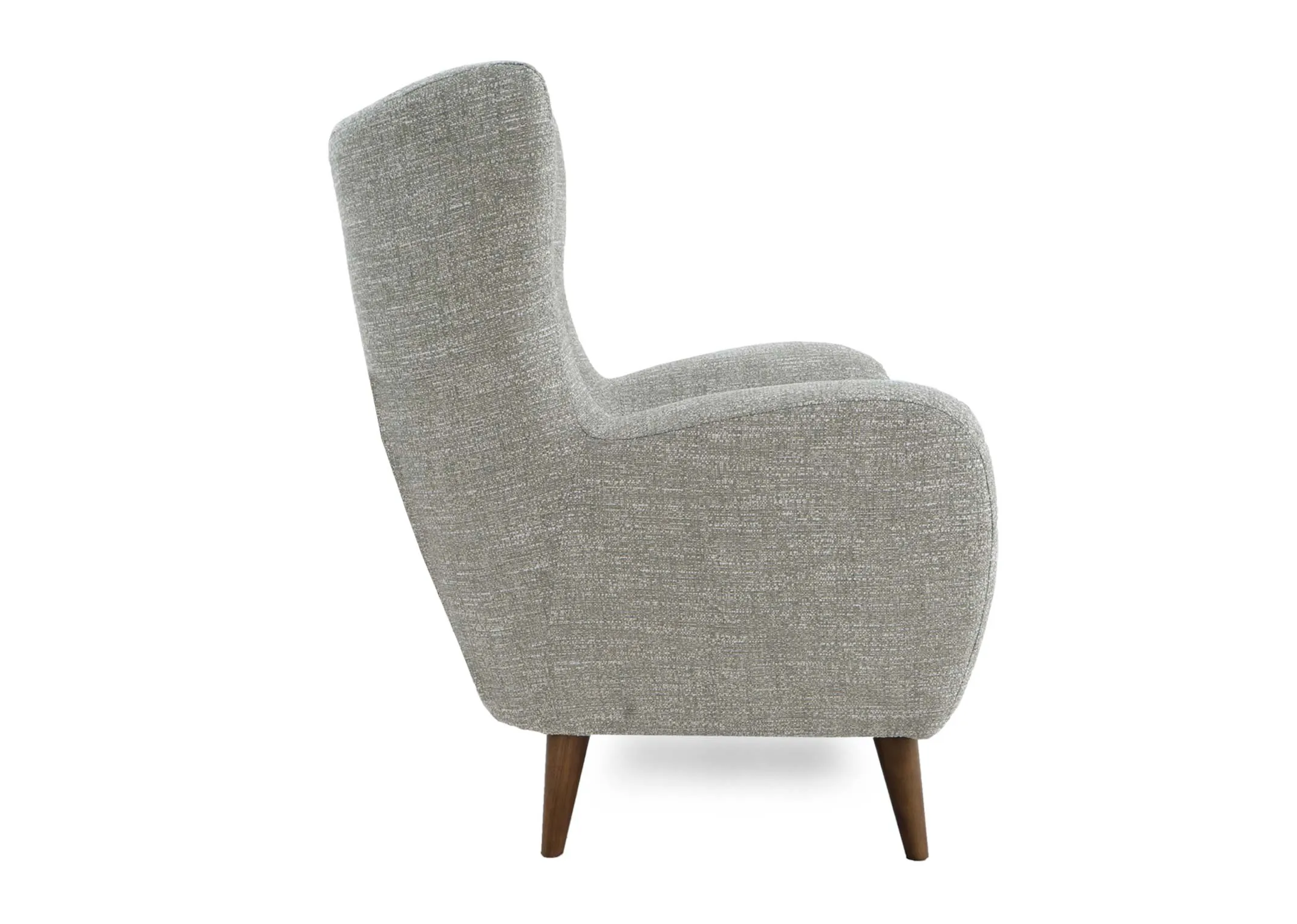 A light green fabric armchair from EZ Livings Bronx range. View of deep seat and high arms