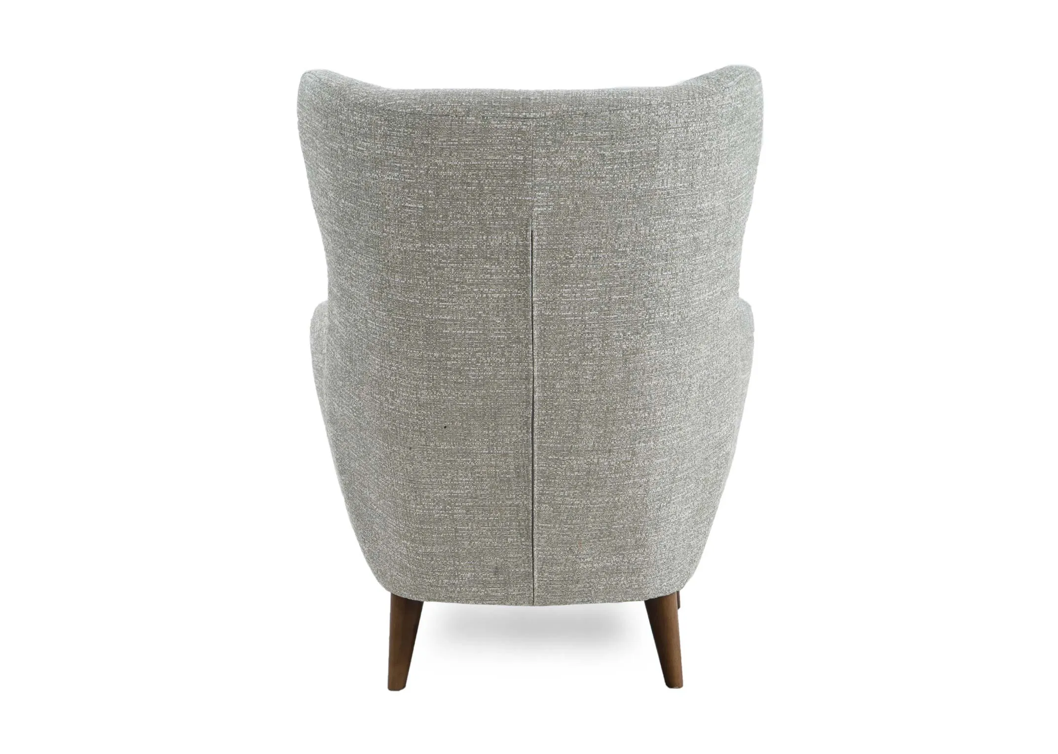 A light green fabric armchair from EZ Livings Bronx range. View of wide back