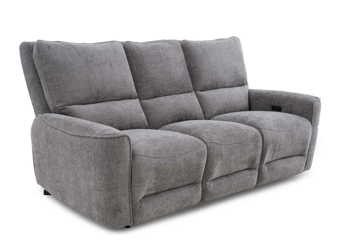 3 Seater Grey Fabric Power Reclining Sofa - Ashbrook