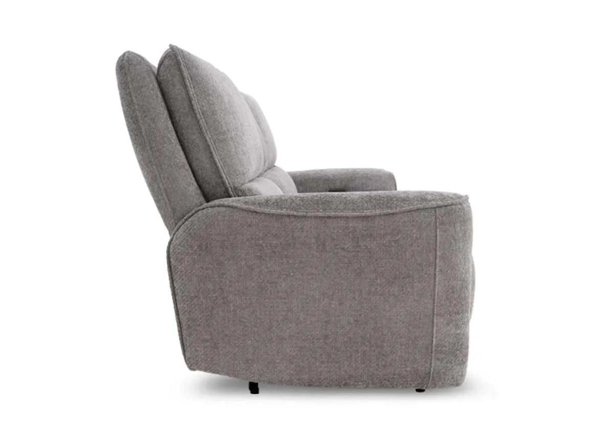 A 3 seater grey fabric power recliner from EZ Livings Ashbrook range.Front view