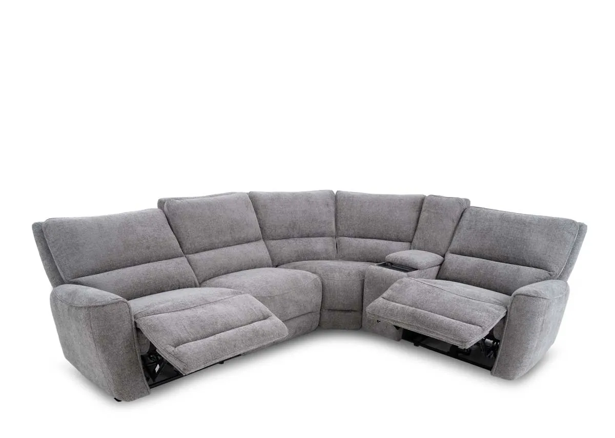 A grey fabric large corner sofa from EZ Livings Ashbrook range. Back view