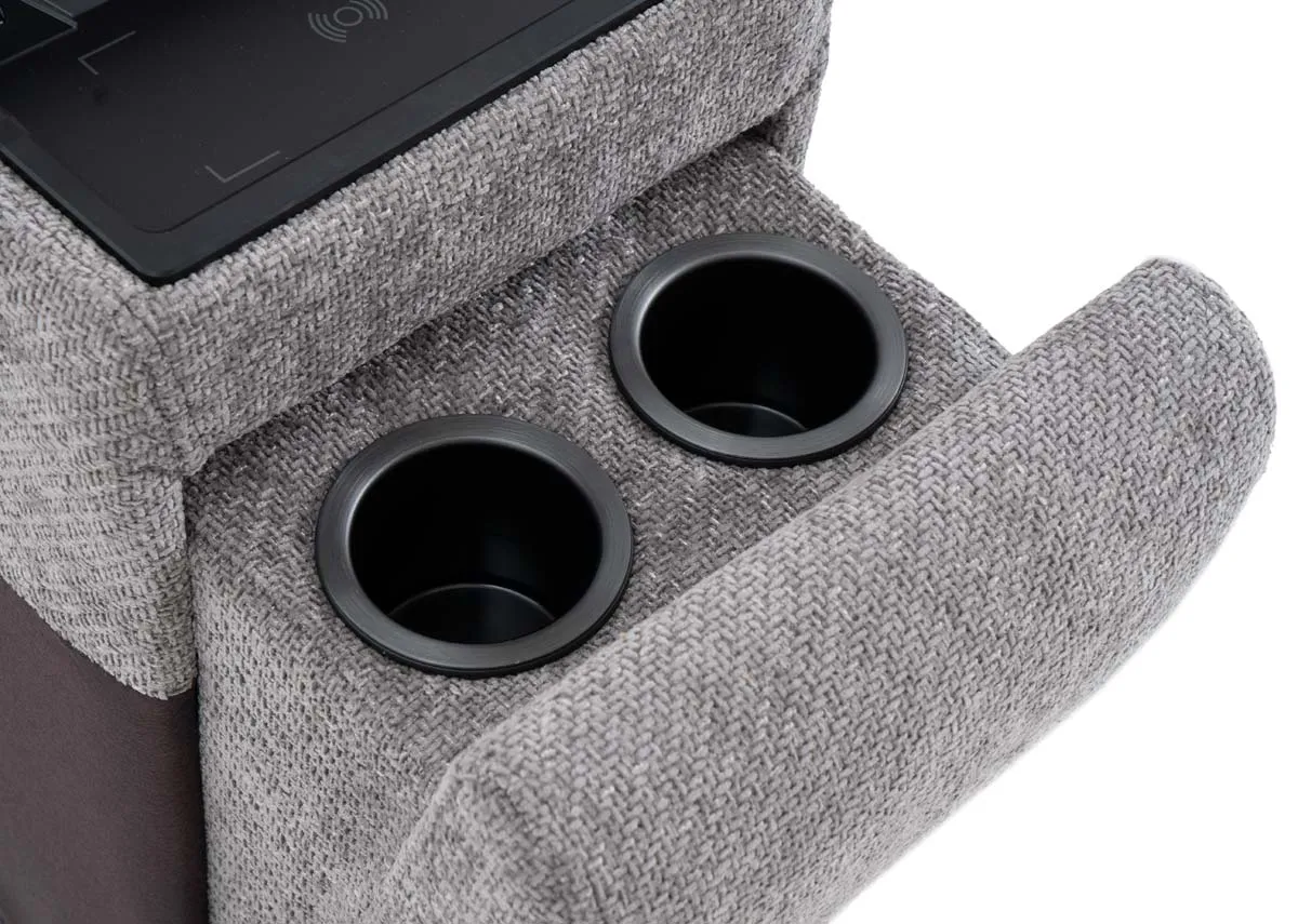 A grey fabric drinks holder from EZ Livings Ashbrook range.Closeup of 2 cup holders.