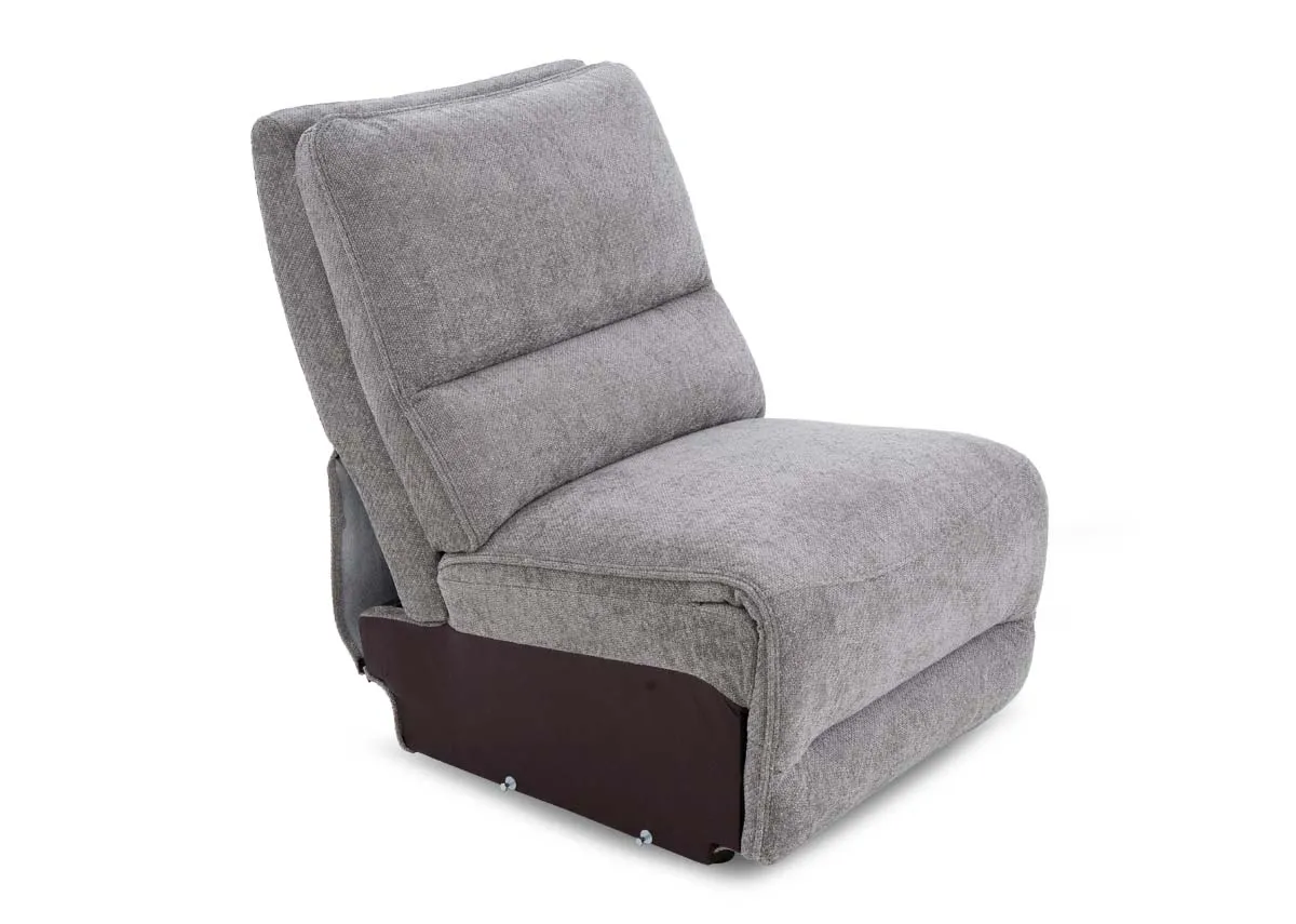 A grey fabric armless unit from EZ Livings Ashbrook range. Angled view