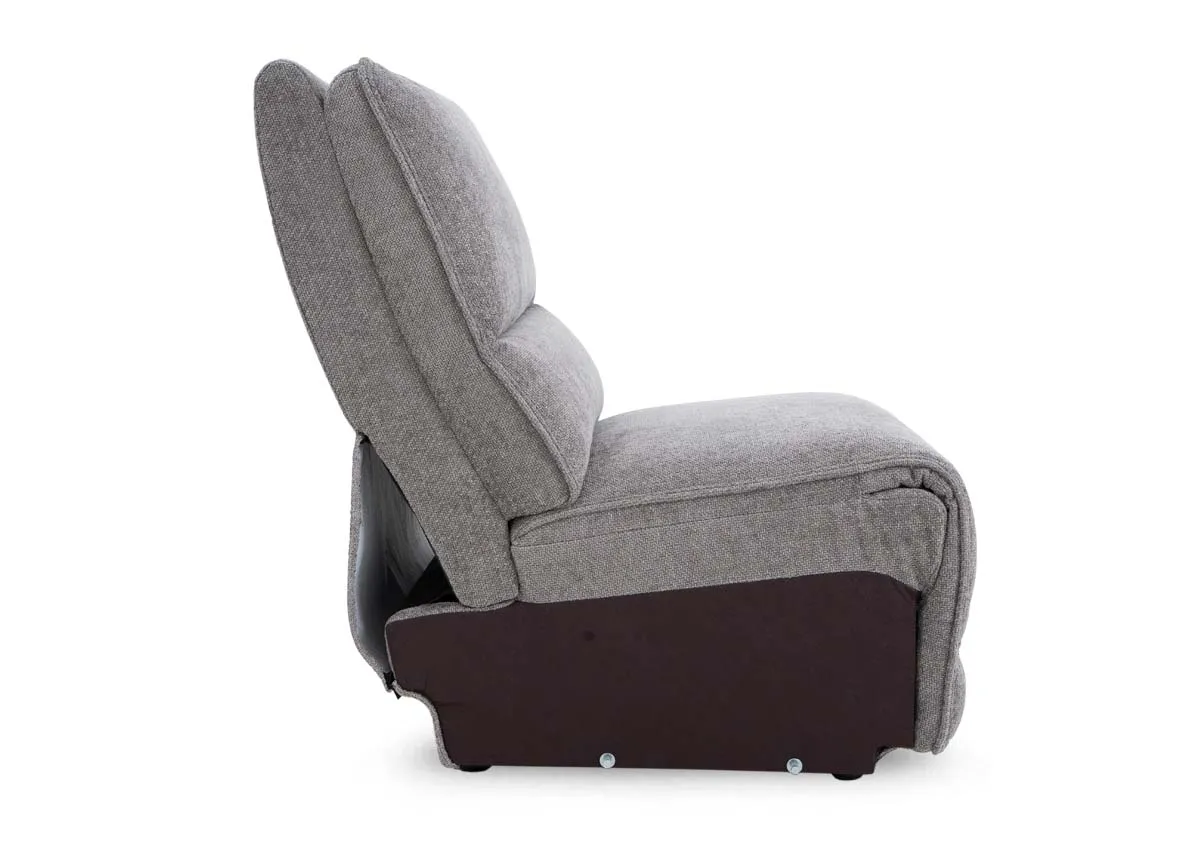 A grey fabric armless unit from EZ Livings Ashbrook range.Side view