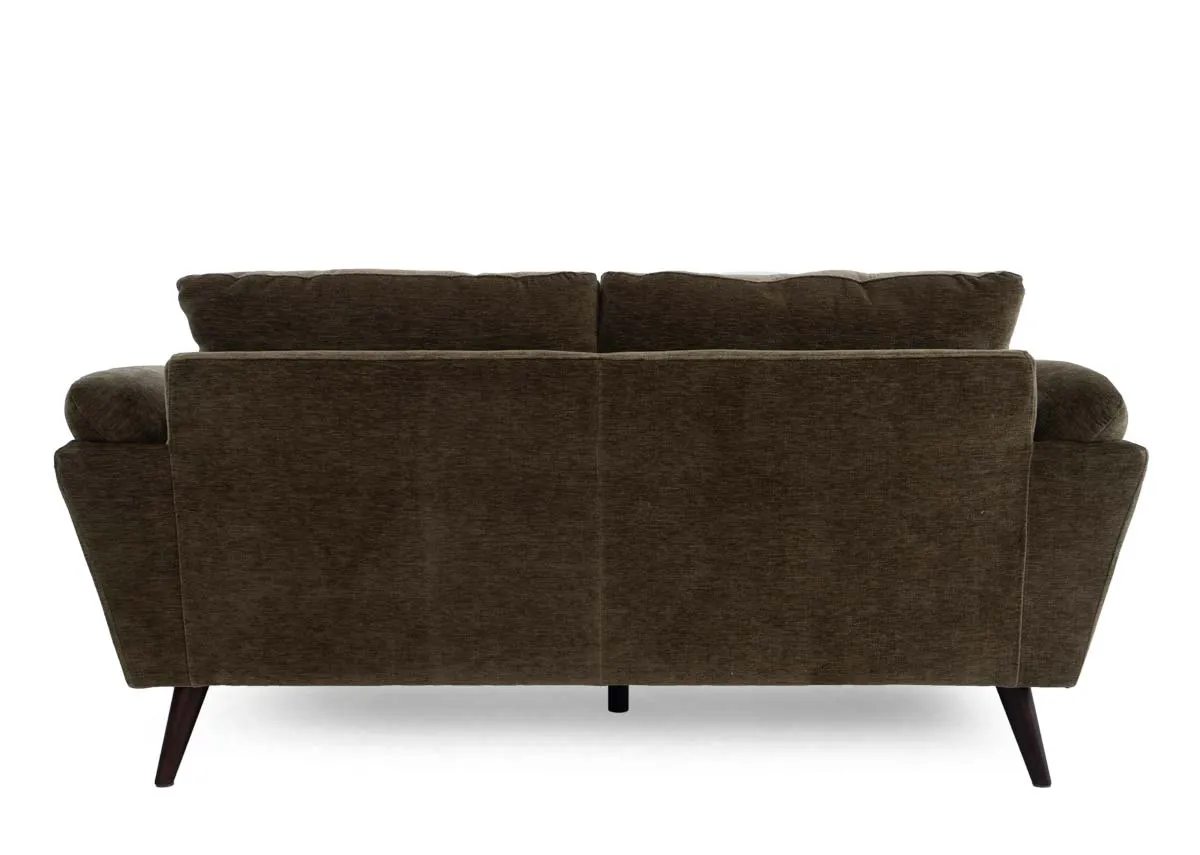 A 2 seater olive green fabric sofa from EZ Livings Toscana range. Back view