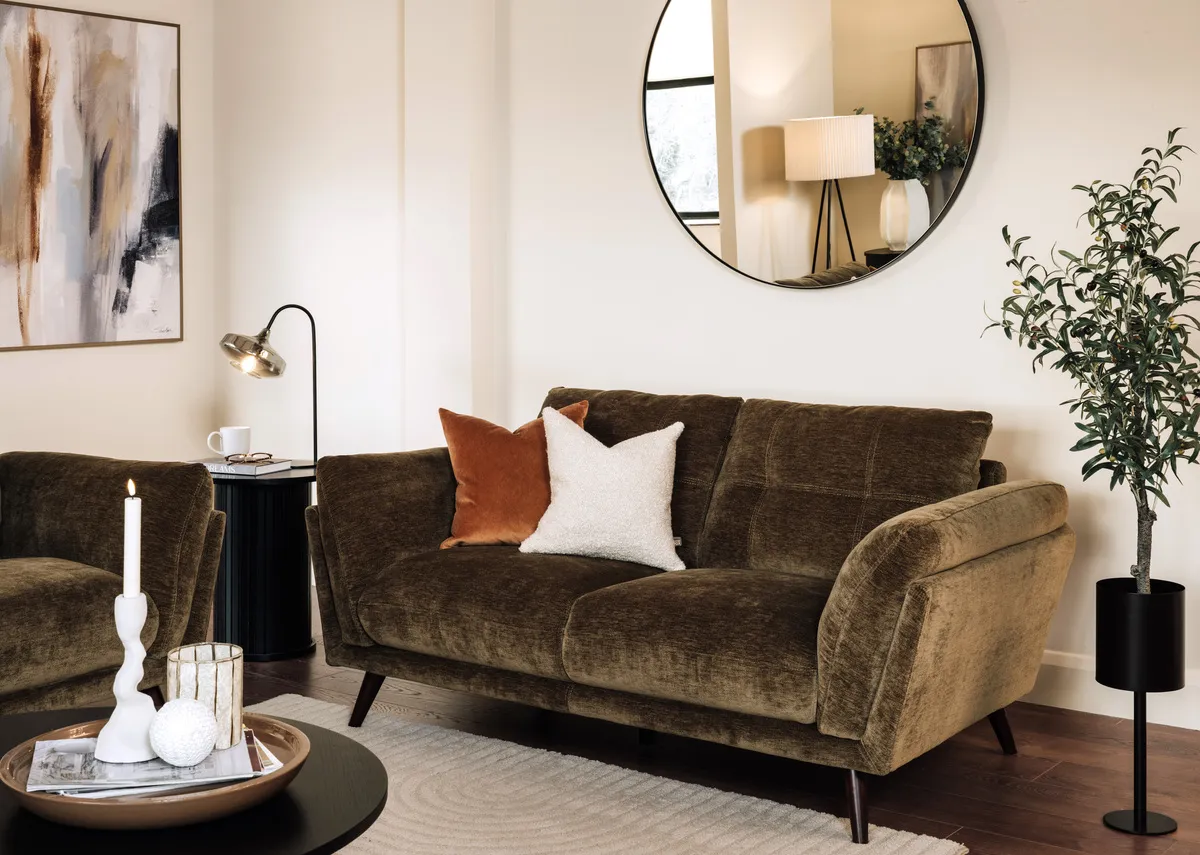 2 Seater Olive Fabric Sofa - Toscana