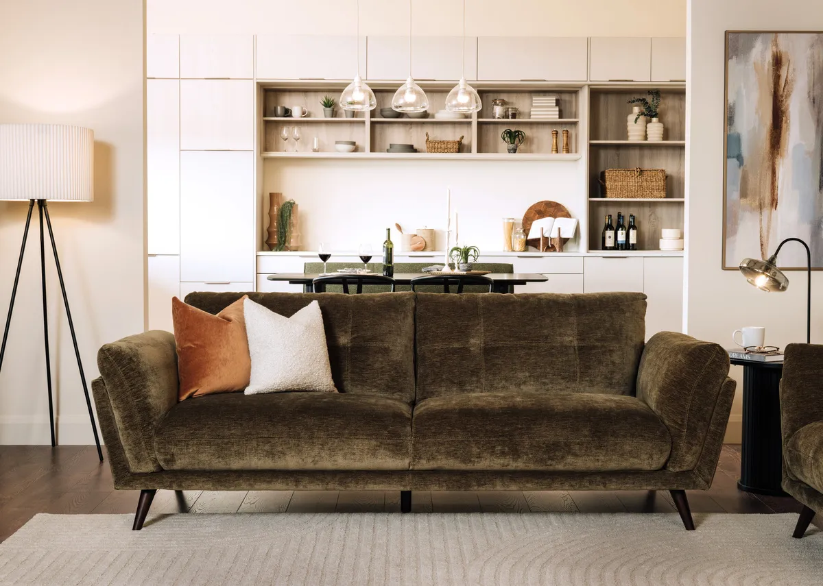 4 Seater Olive Fabric Sofa - Toscana