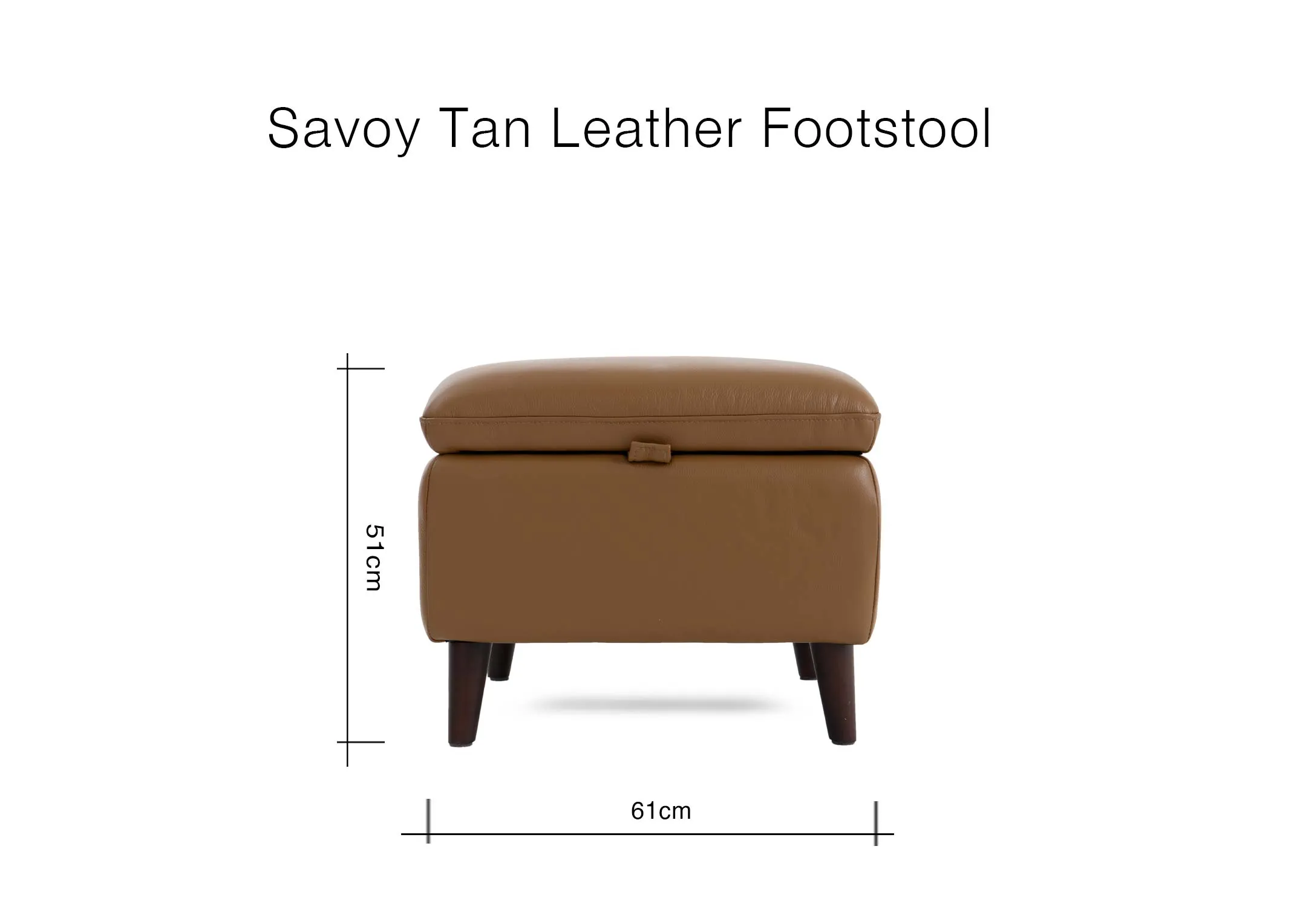 A dimension image of the Savoy Footstool with 61cm x 51cm