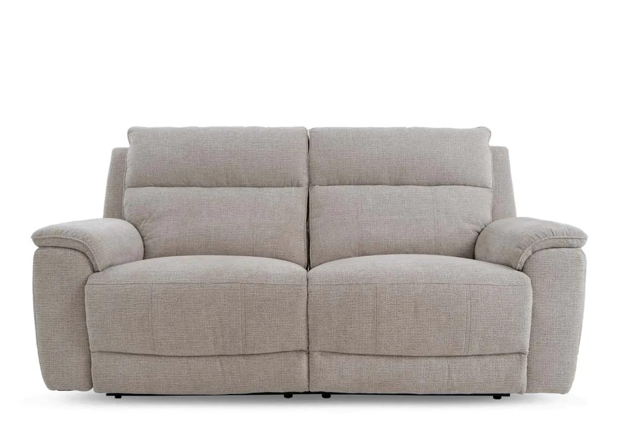 A dimension image of the Aura Beige 2.5 seater sofa with 203cm x 103cm x 56-166cm
