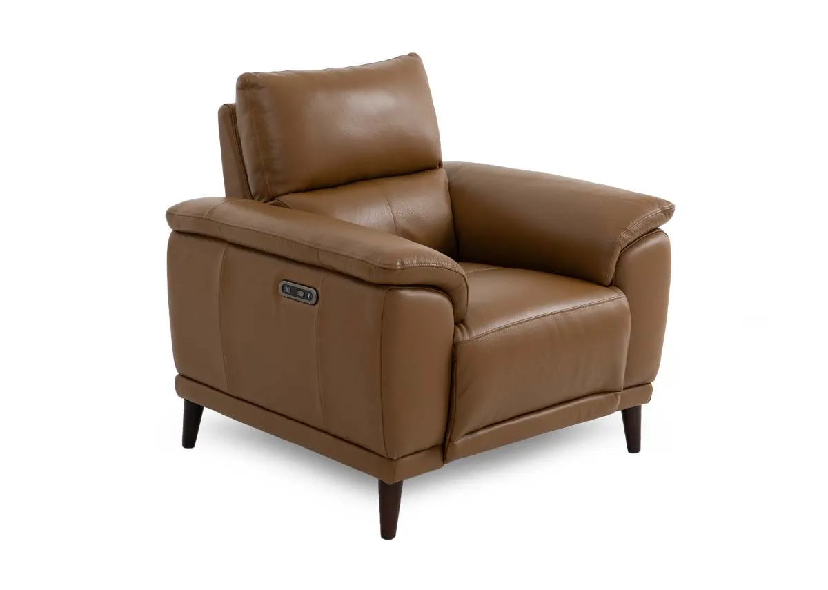 Tan Leather Power Recliner - Savoy