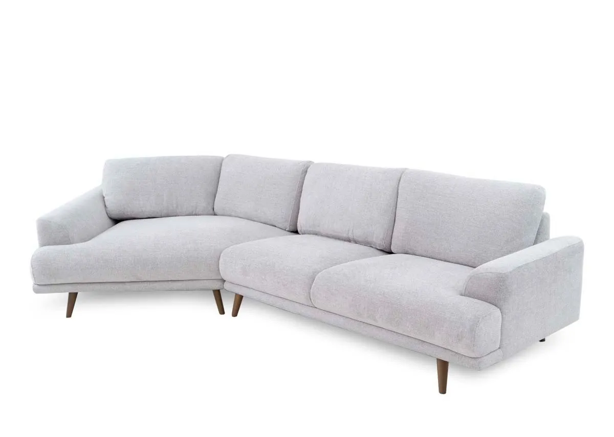 A stone grey corner sofa from EZ Livings Legend range.Angled view