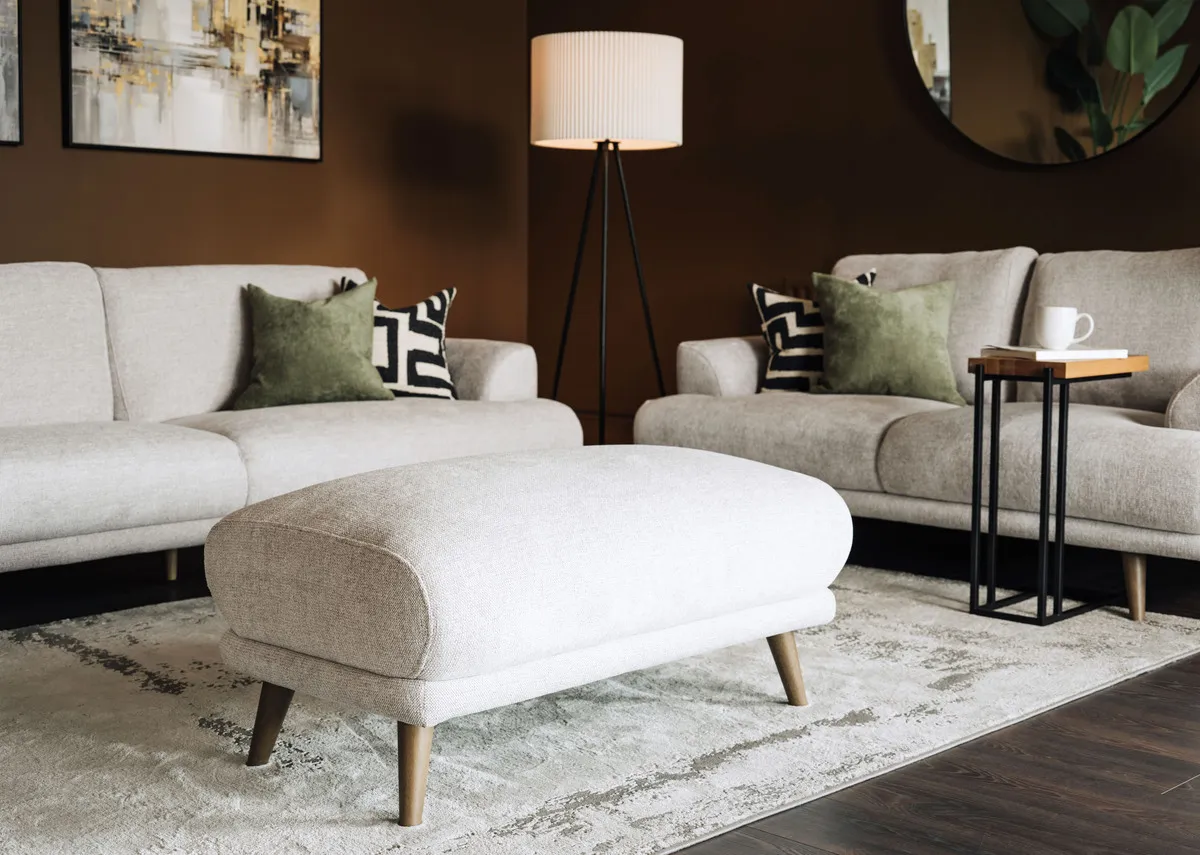 Large Stone Grey Fabric Footstool - Legend