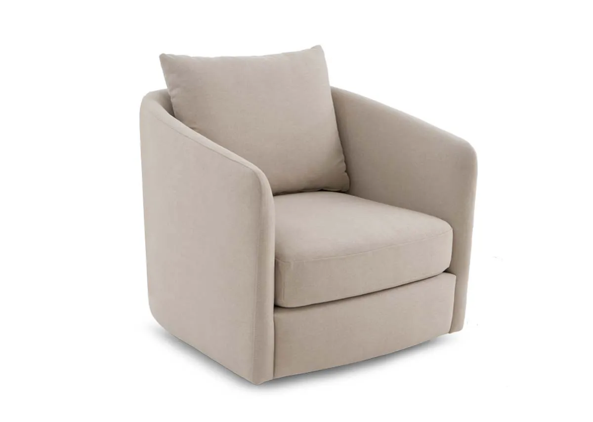 Beige Easy Clean Fabric Swivel Chair - Cozy