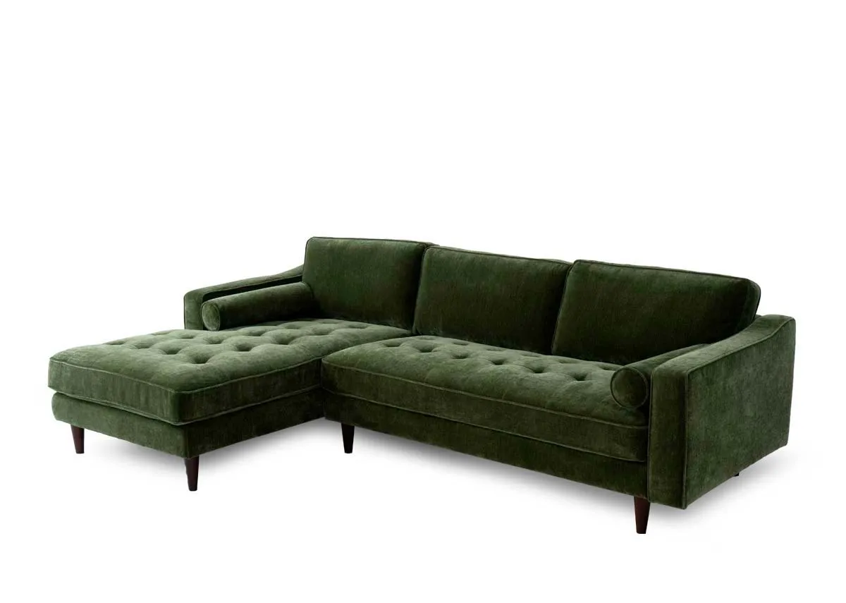 Forest Green Fabric LHF Corner Chaise - Genoa