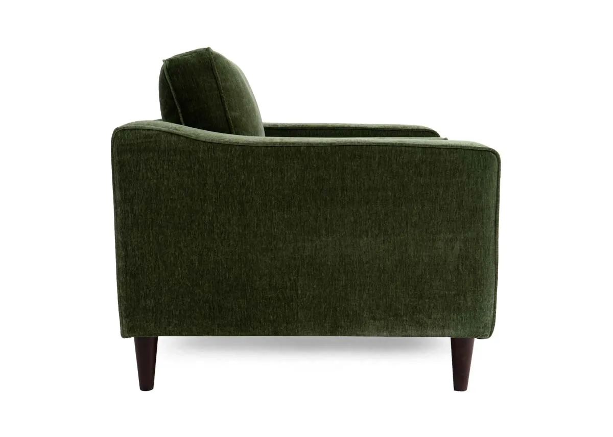 A green fabric armchair from EZ Living Furniture genoa range.Low  back view