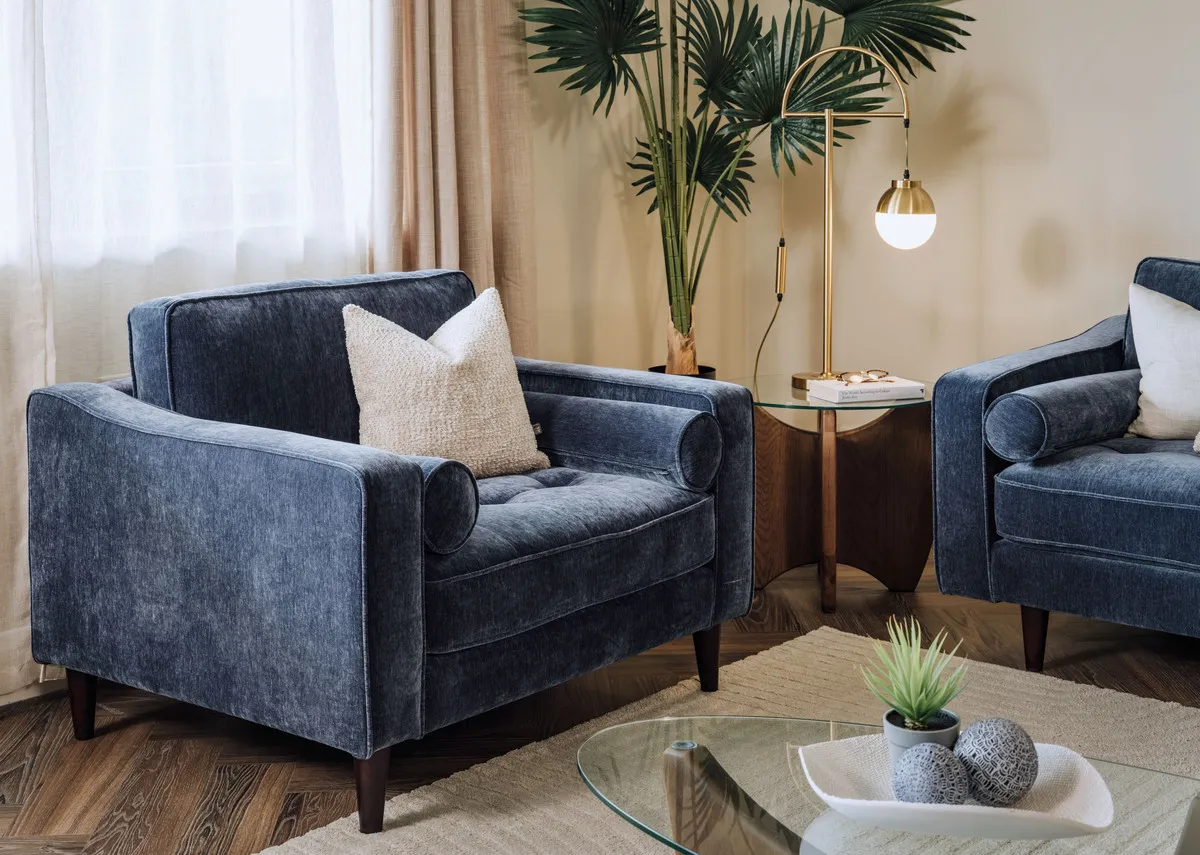 Blue Fabric Armchair - Genoa