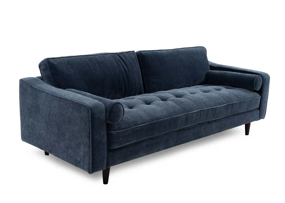 3 Seater Blue Fabric Sofa - Genoa