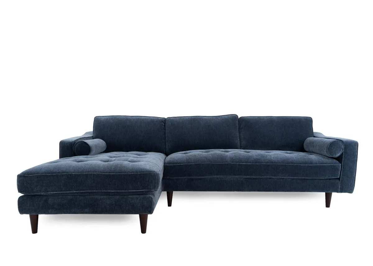 A dimension image of the Genoa Corner chaise with 271cm x 86cm x 99cm