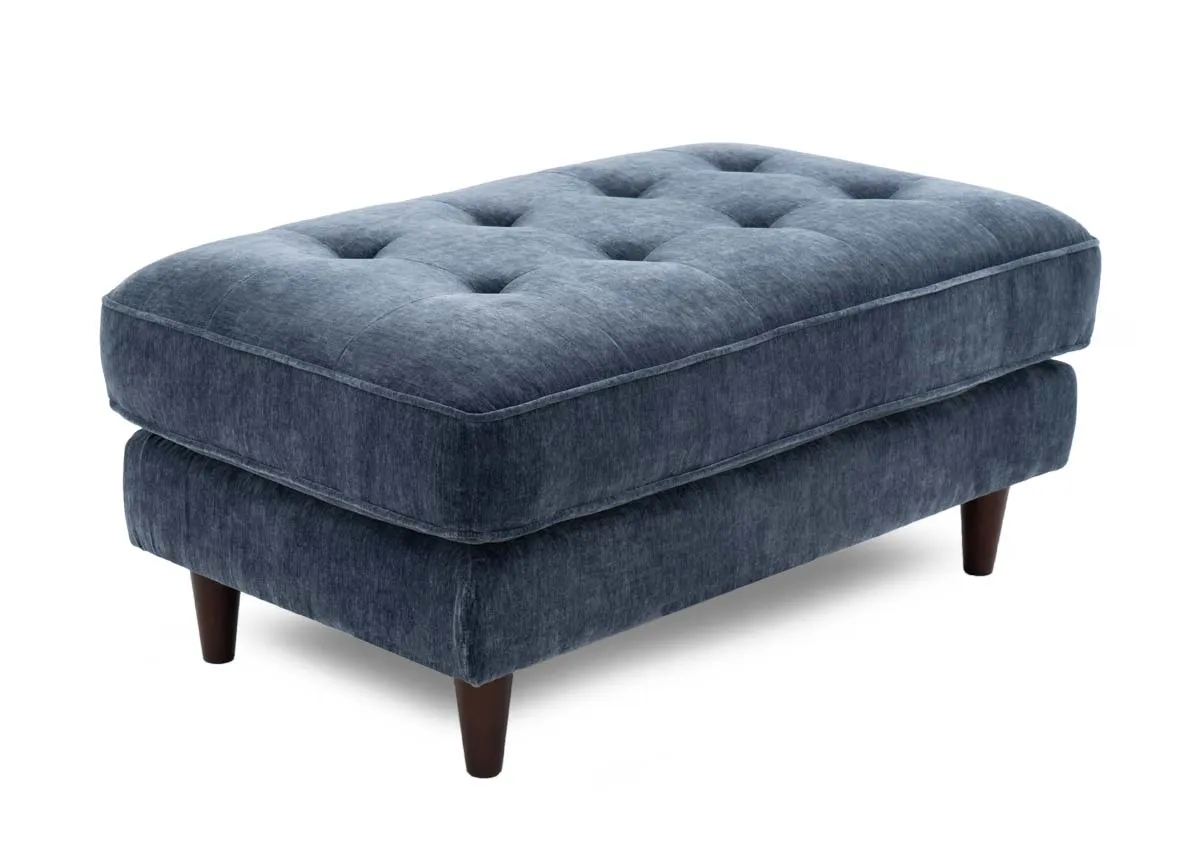 Blue Fabric Footstool - Genoa