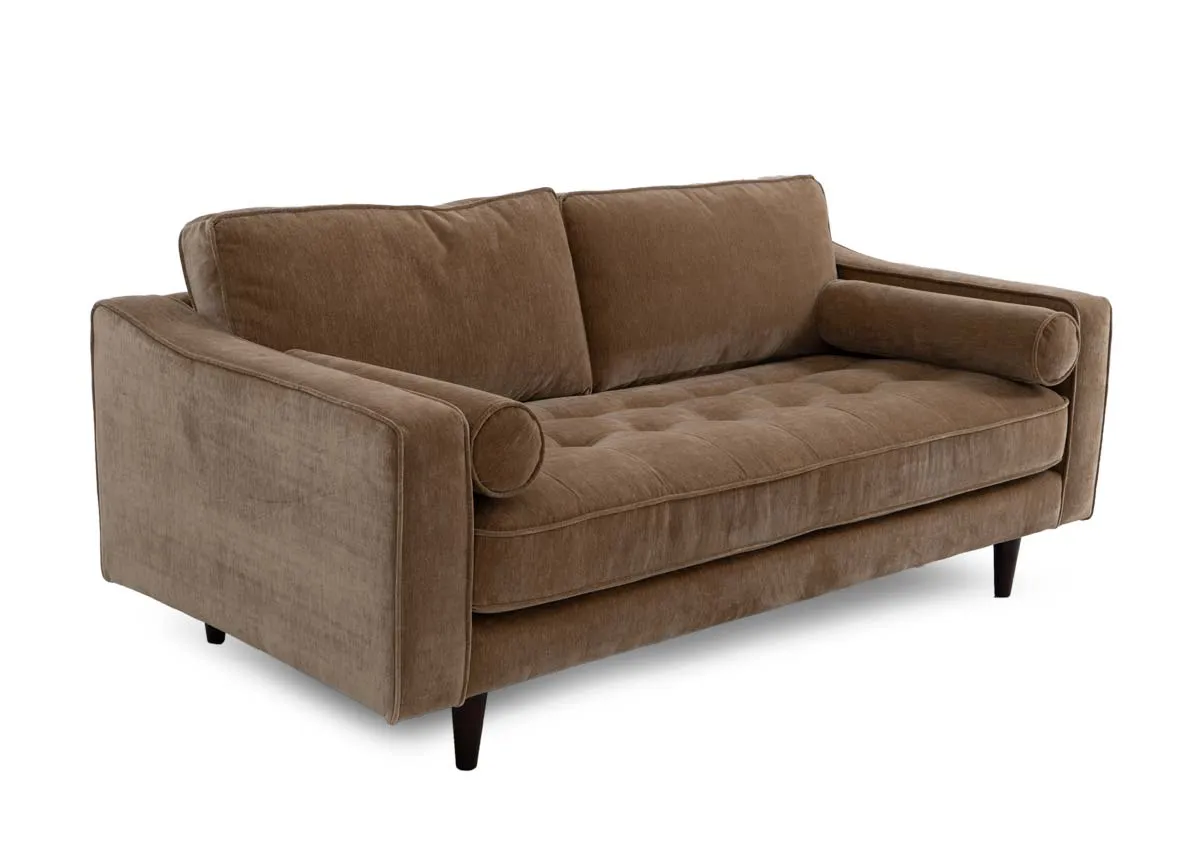 A rich brown fabric 2.5 seater sofa from EZ Livings Genoa range.