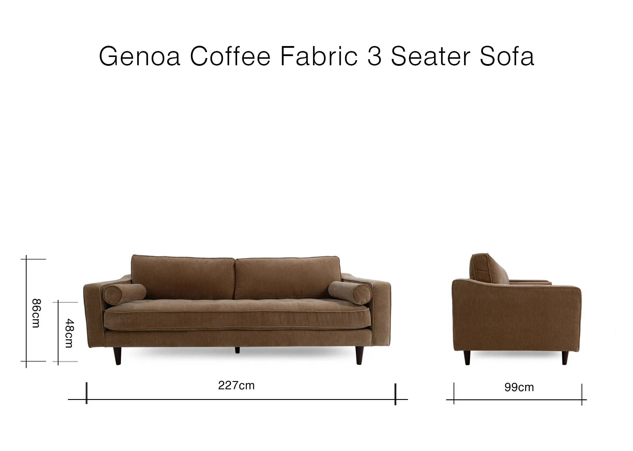 A 3 seater brown fabric sofa from EZ Livings Genoa range.Back view