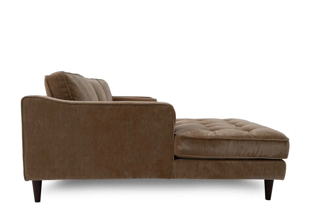 A light brown fabric lhf corner chaise from EZ Livings Genoa range. Side view