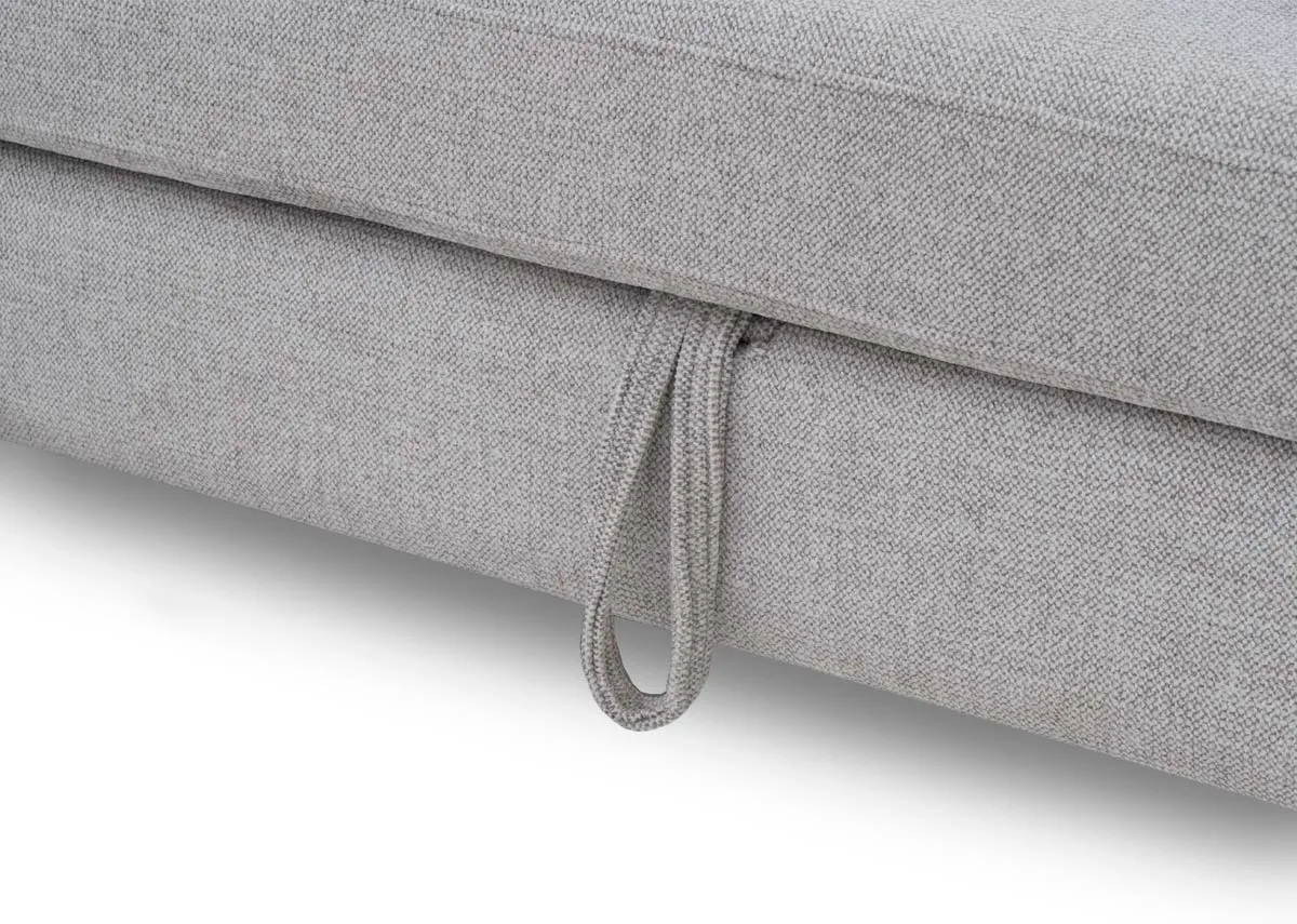 A grey fabric 3 seater sofa chaise from EZ Livings Sasha range. Front view of chaise as 3 seater