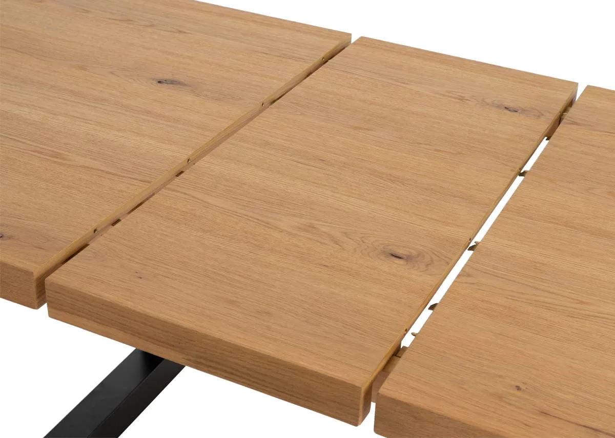A dimension image of the Montana Dining table with 140-180cm x 77.5cm x 90cm