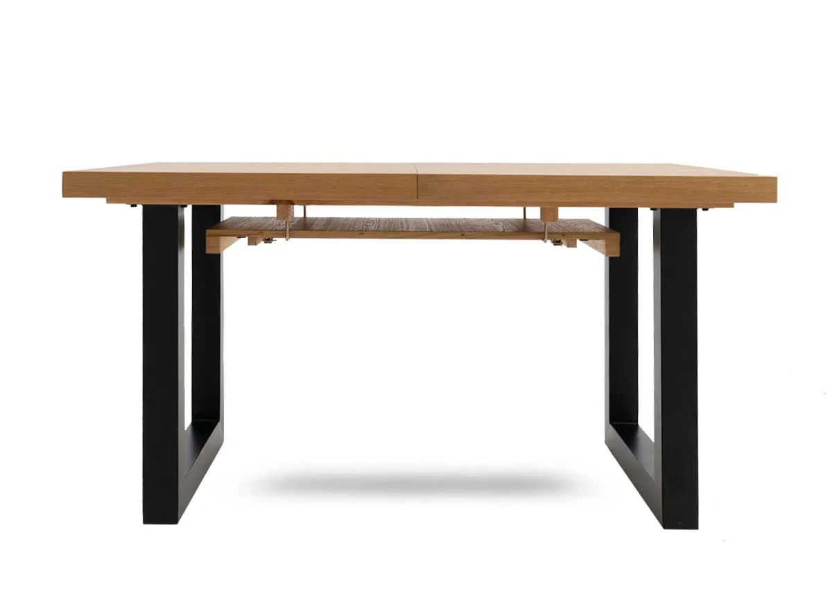 A dimension image of the Montana dining table with 180-240cm x 90cm x 77.5cm