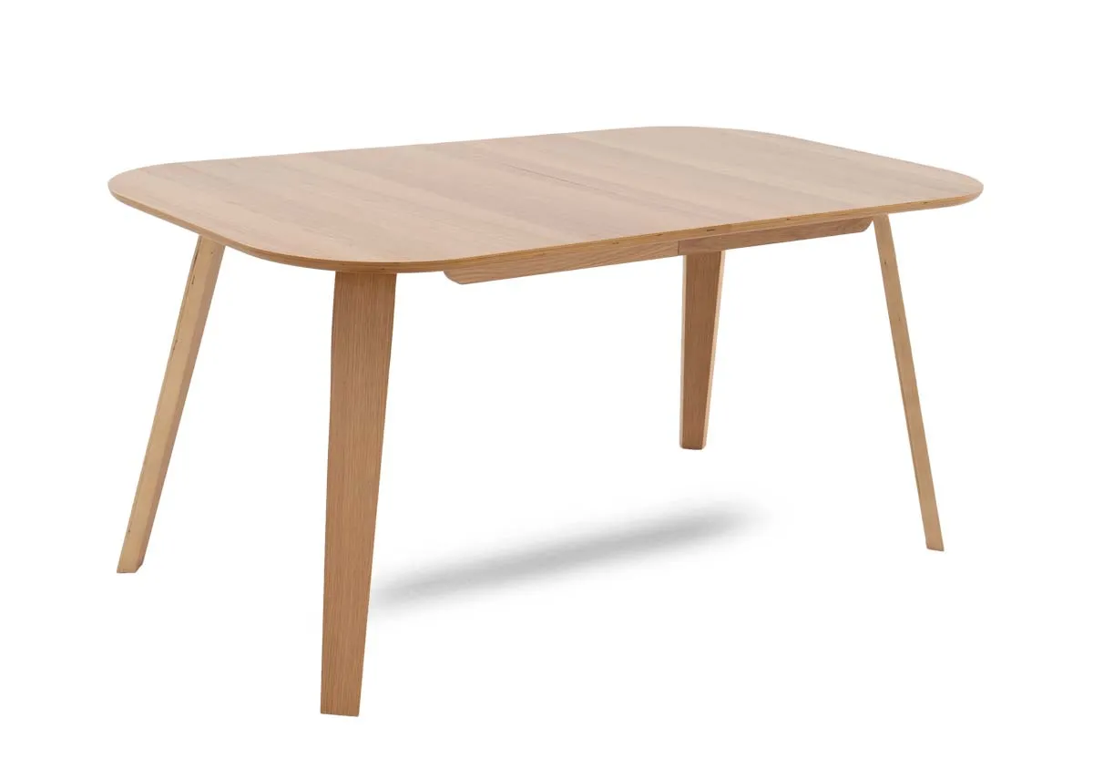 An oak rectangular dining table from EZ Livings Anton range. Angled view