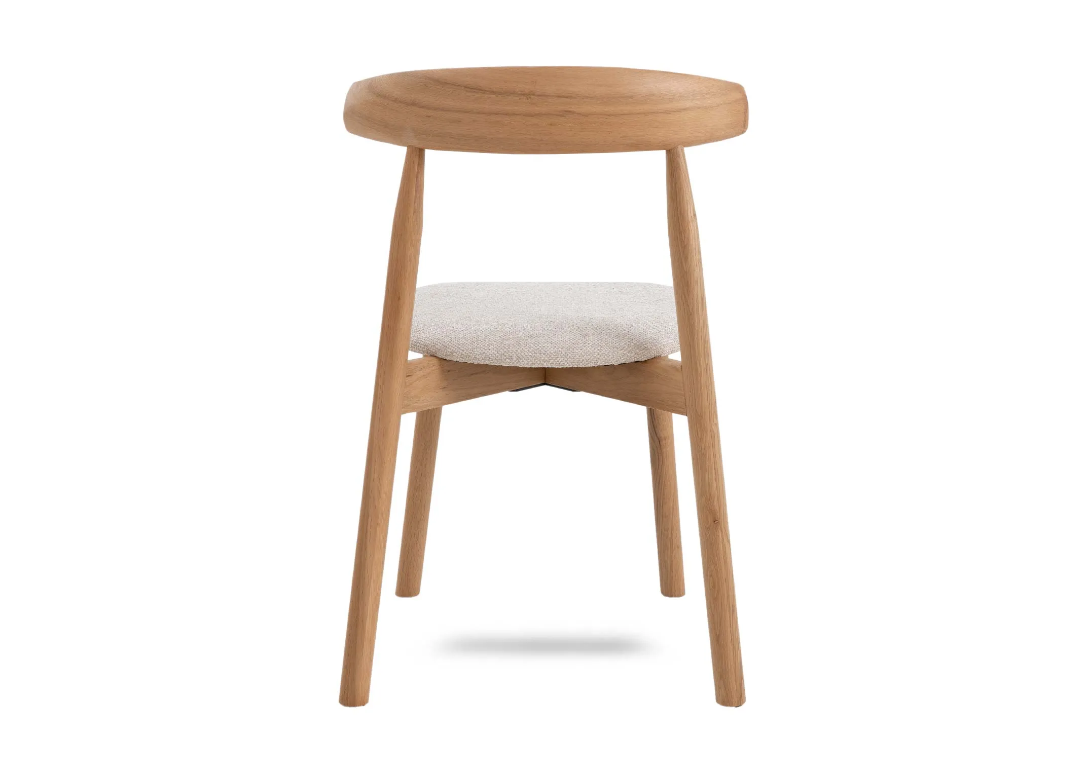 An oak dining chair with fabric seat from EZ Livings Suri range. Back view