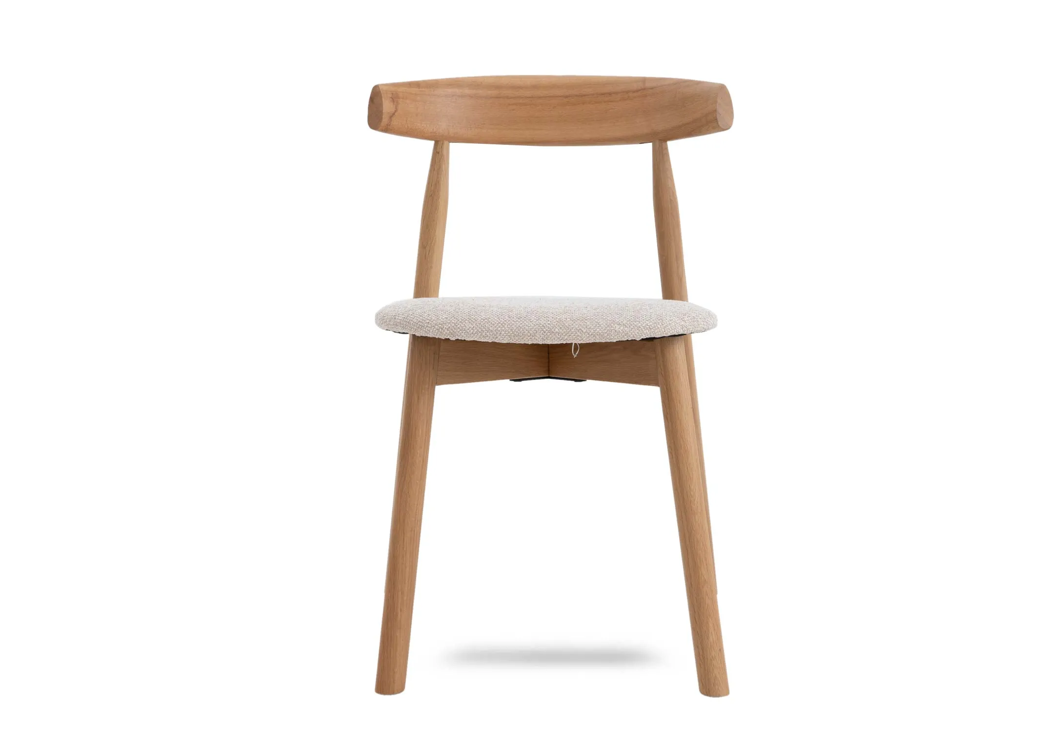 An oak dining chair with fabric seat from EZ Livings Suri range. Front  view