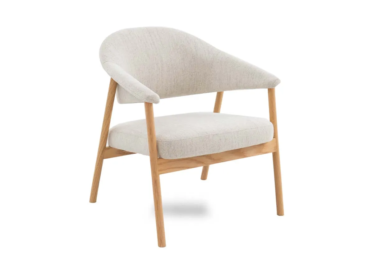 Natural Lounge Chair with Beige Fabric Seat - Elk