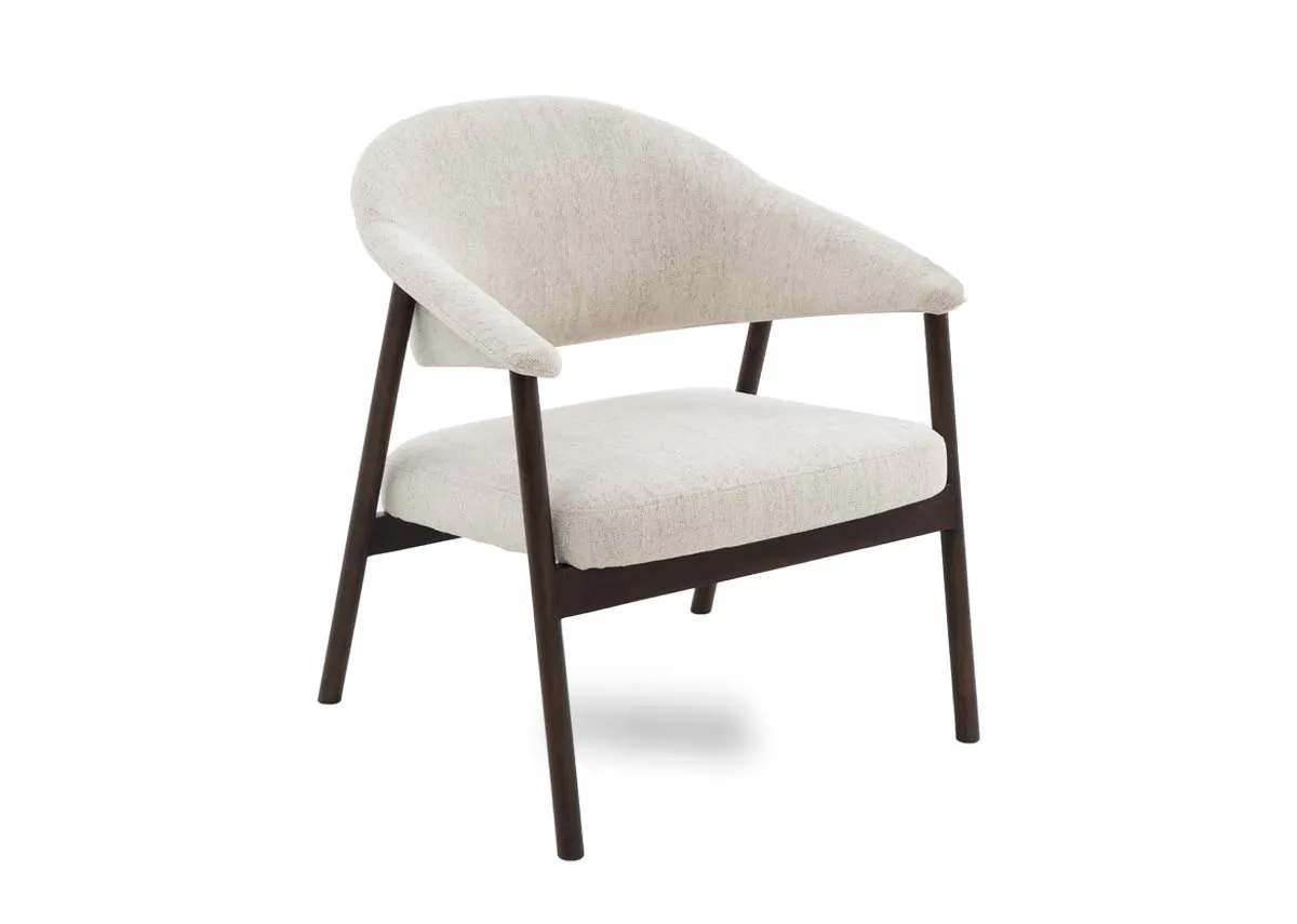 Brown Lounge Chair with Beige Fabric Seat - Elk