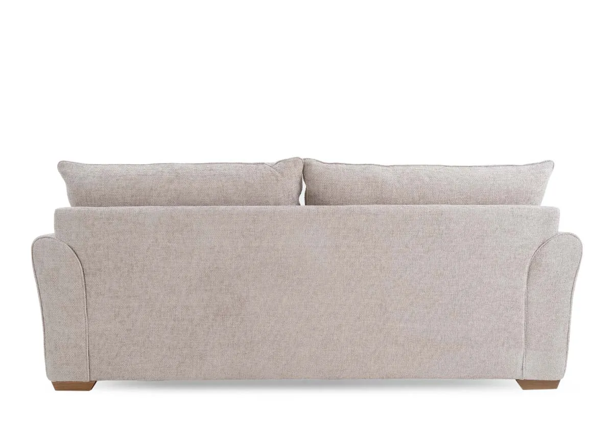 A beige fabric 3 seater sofa from EZ Livings Skyline range.Back view