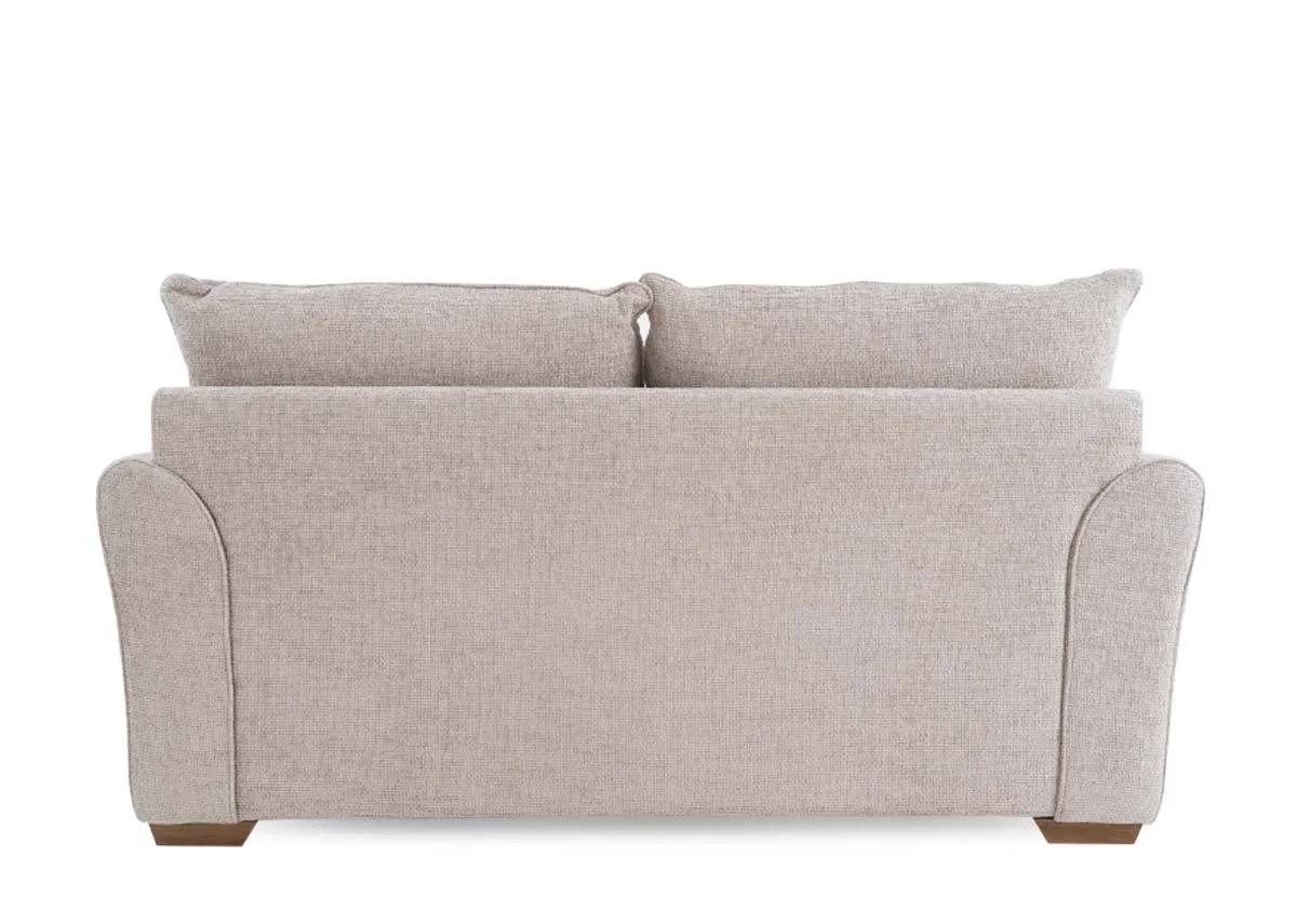 A beige fabric 2 seater sofa from EZ Livings Skyline range. Back view