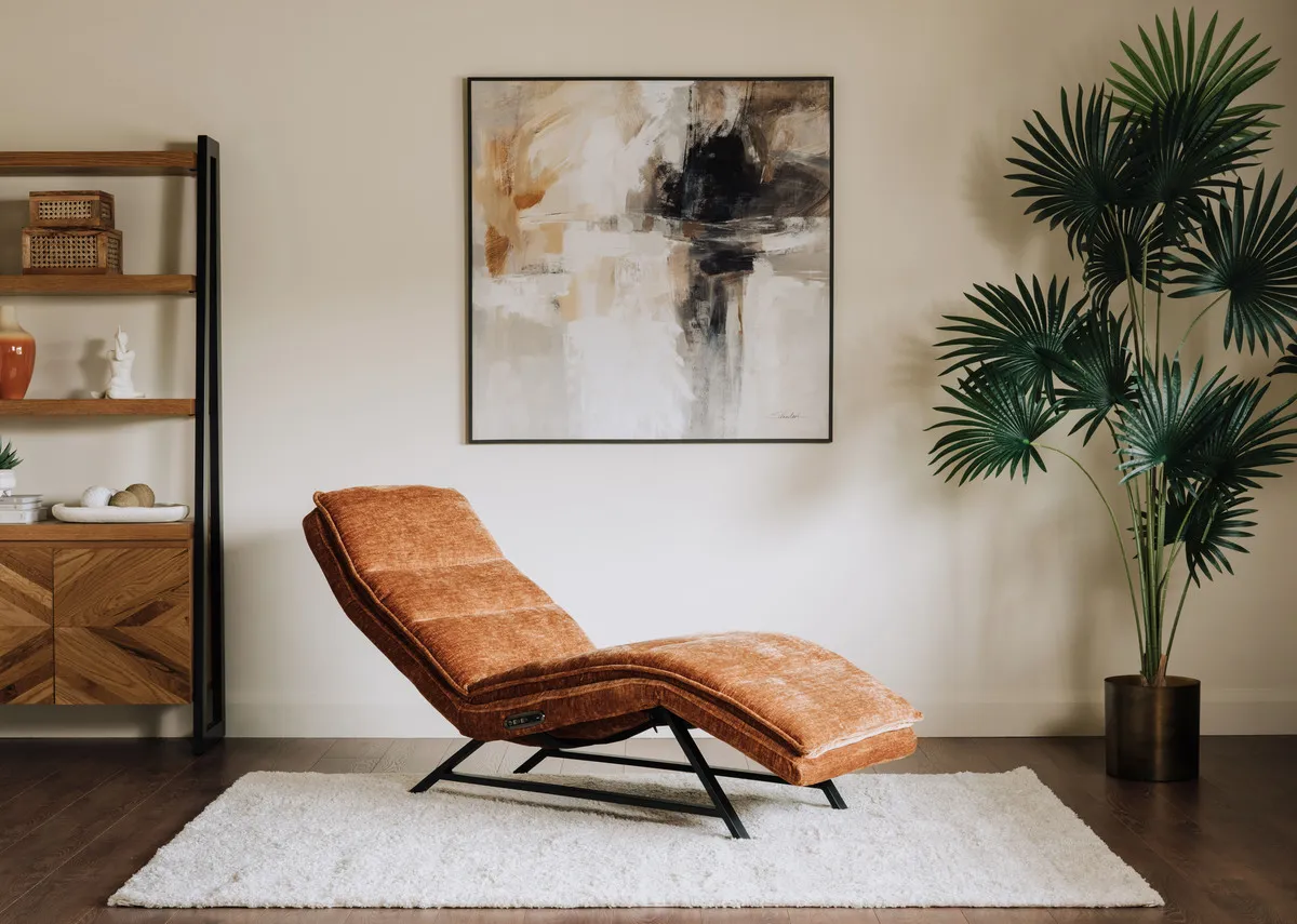 Orange Fabric Power Reclining Chaise Chair - Carson