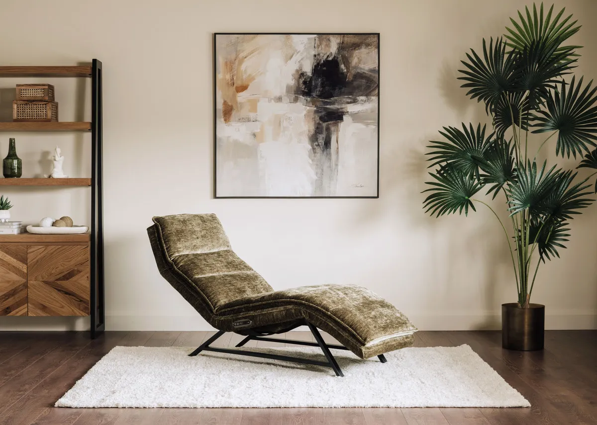 Green Fabric Power Reclining Chaise Chair - Carson