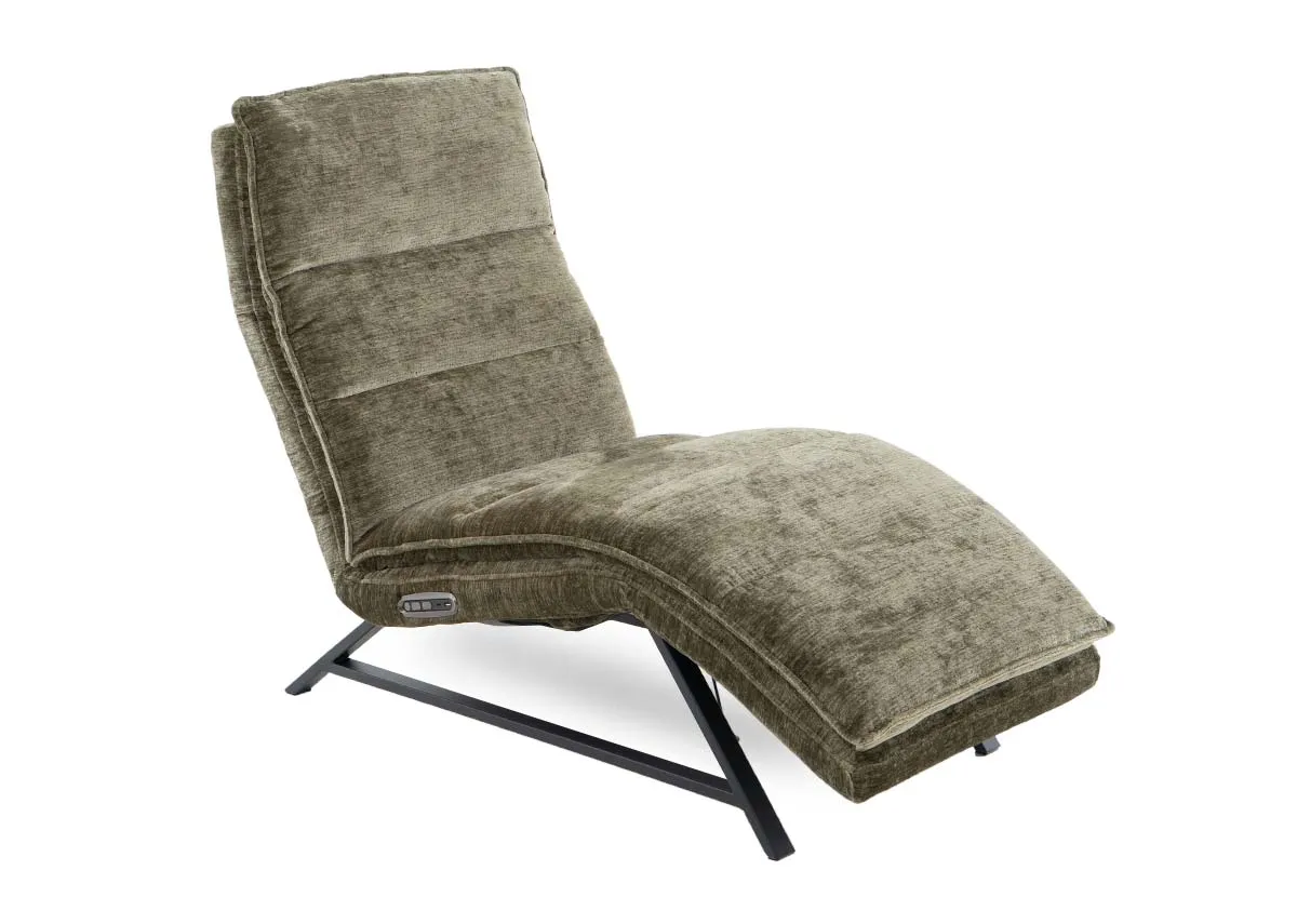 Green Fabric Power Reclining Chaise Chair - Carson