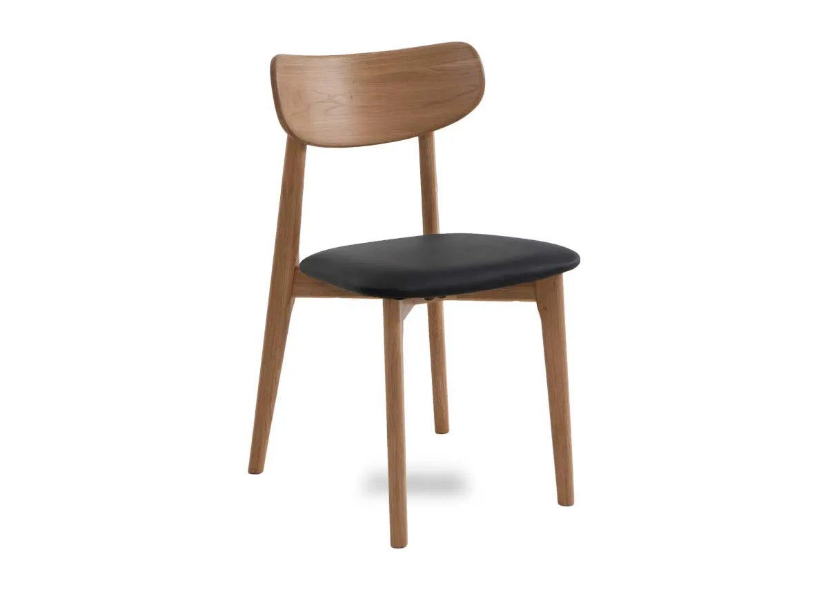 Oak Dining Chair with Black Seat - Bari