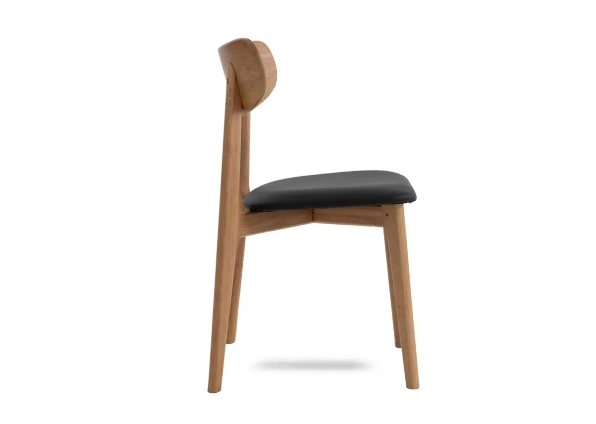 A dimension image of the Bari smoked oak dining chair with 47cm x 50cm x 81.5cm