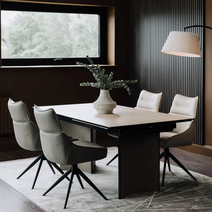 180cm-250cm Ceramic Revolving Extendable Dining Table - Turin