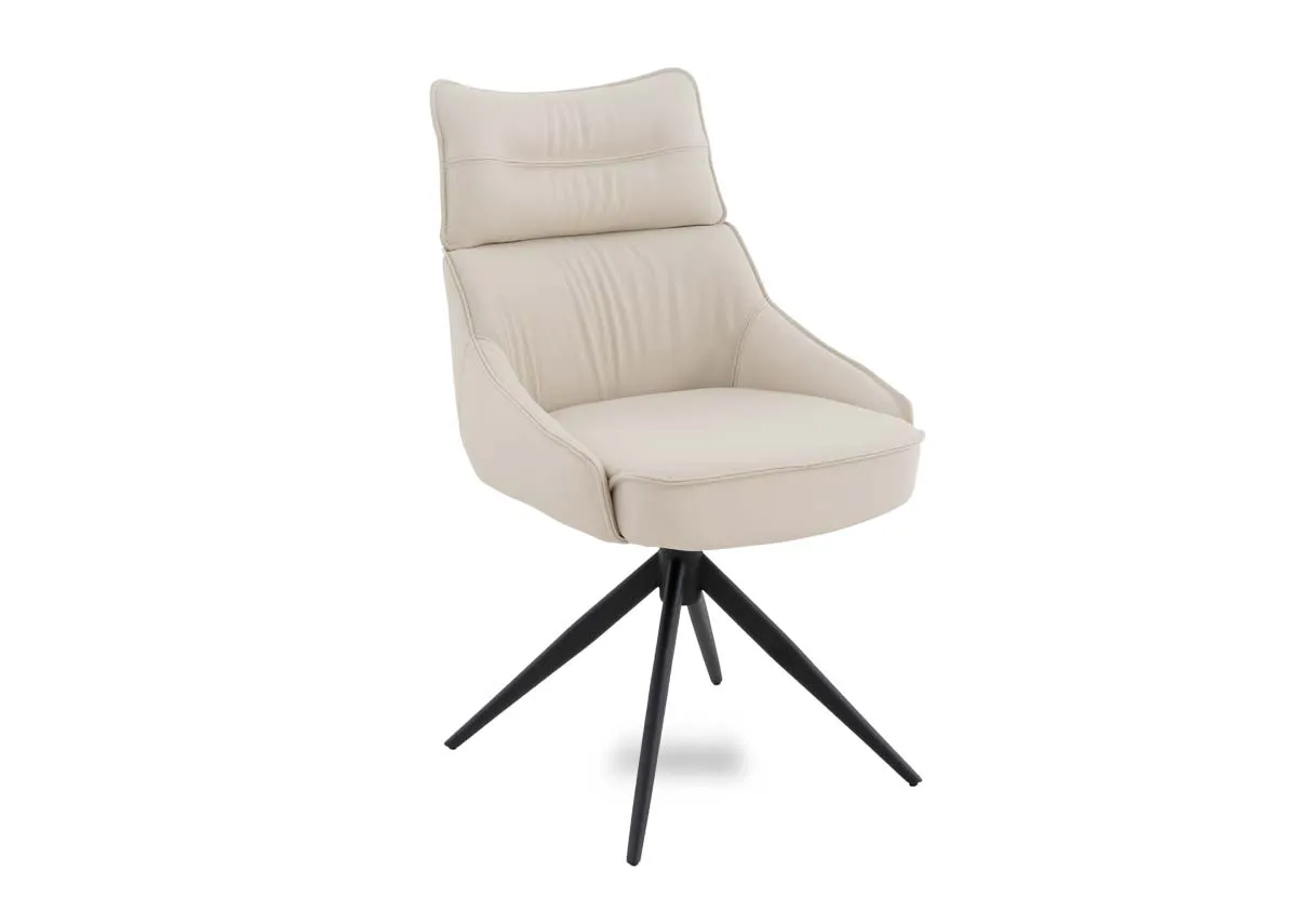 Off-White Faux Leather Swivel Dining Chair - Turin