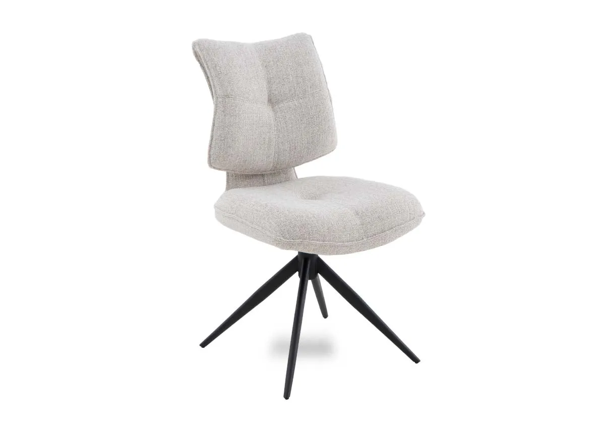 Beige Fabric Swivel Dining Chair - Napoli